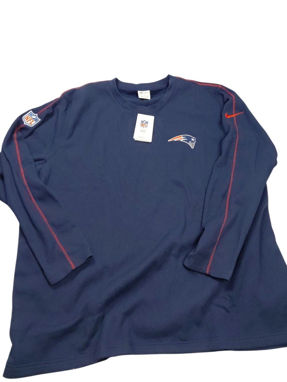 2024 New England Patriots Blue Coaches Sideline Waffle Knit Shirt 4XL Fleece Lin